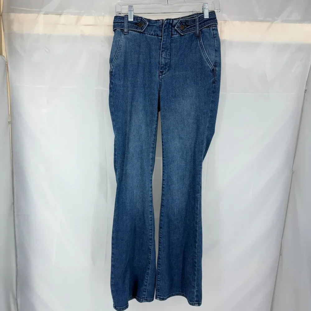 Anthropologie Pilcro Women 27 Polished Mid Rise Bootcut Jeans Dark Wash Button